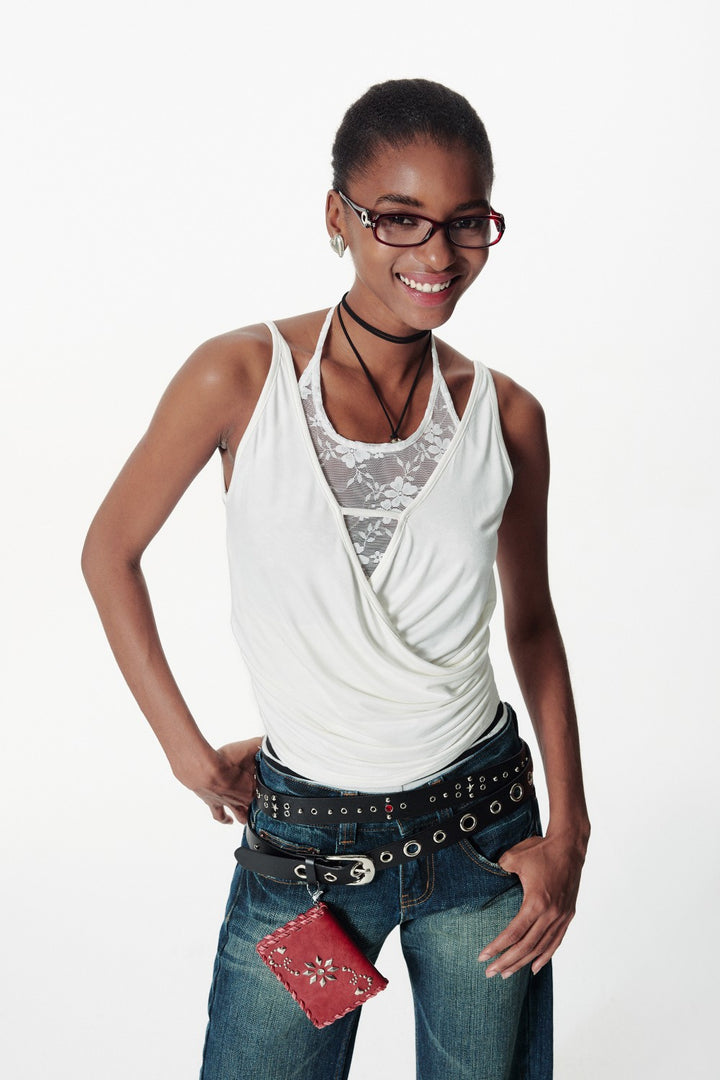 Lace Layered Wrap Top