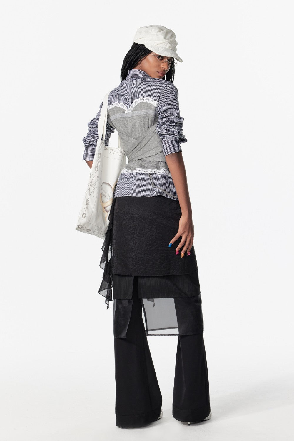 Lace Panel Wrap Blouse