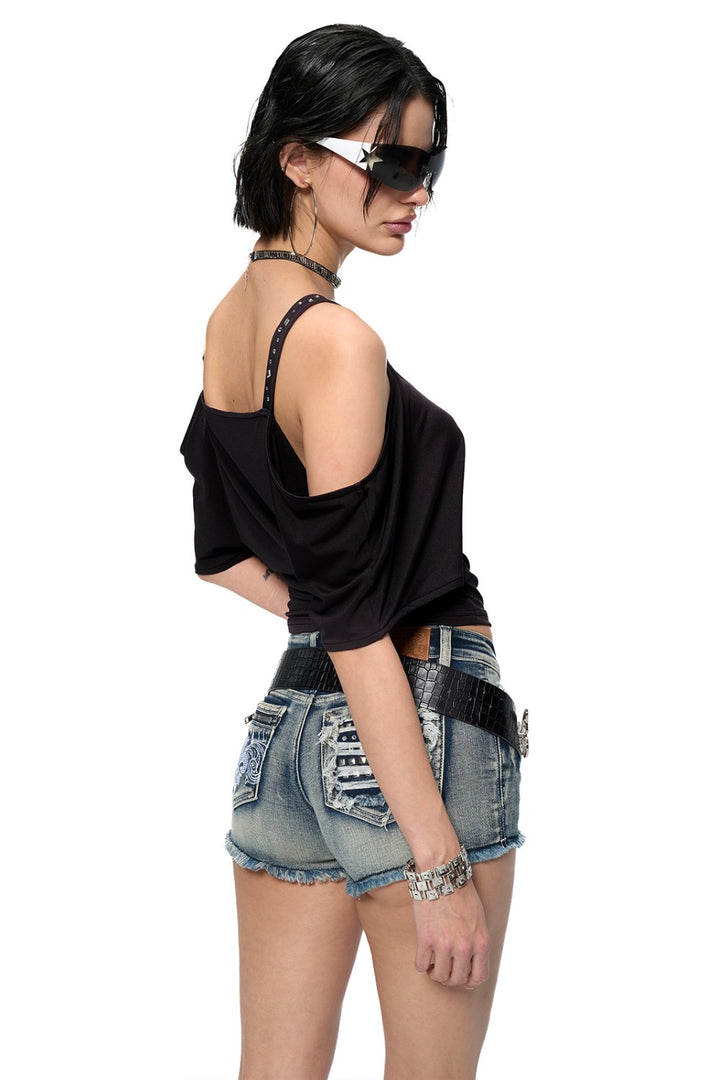 V-Cut Chain Batwing Top