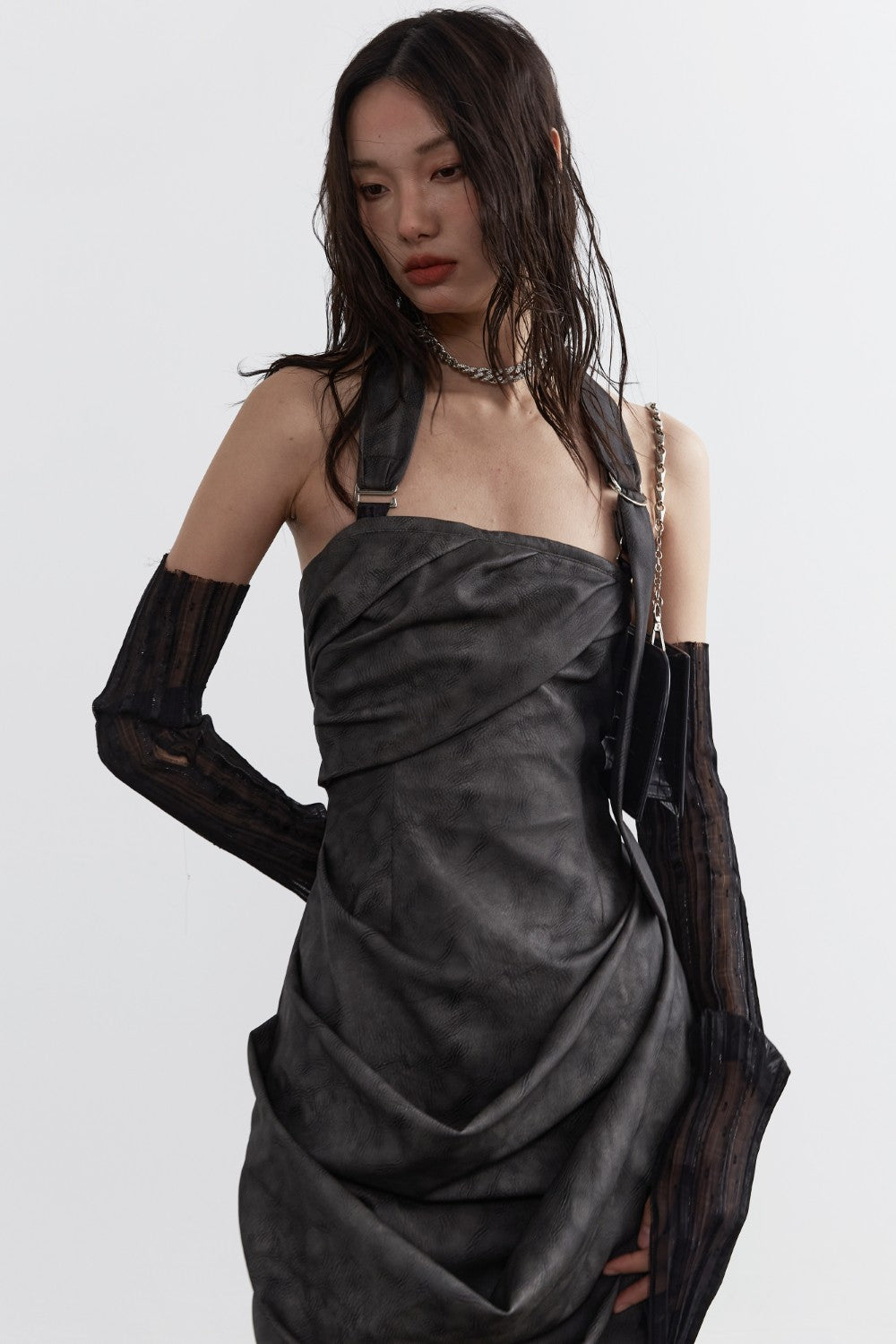 Sculptural Ruched Maxi Dress