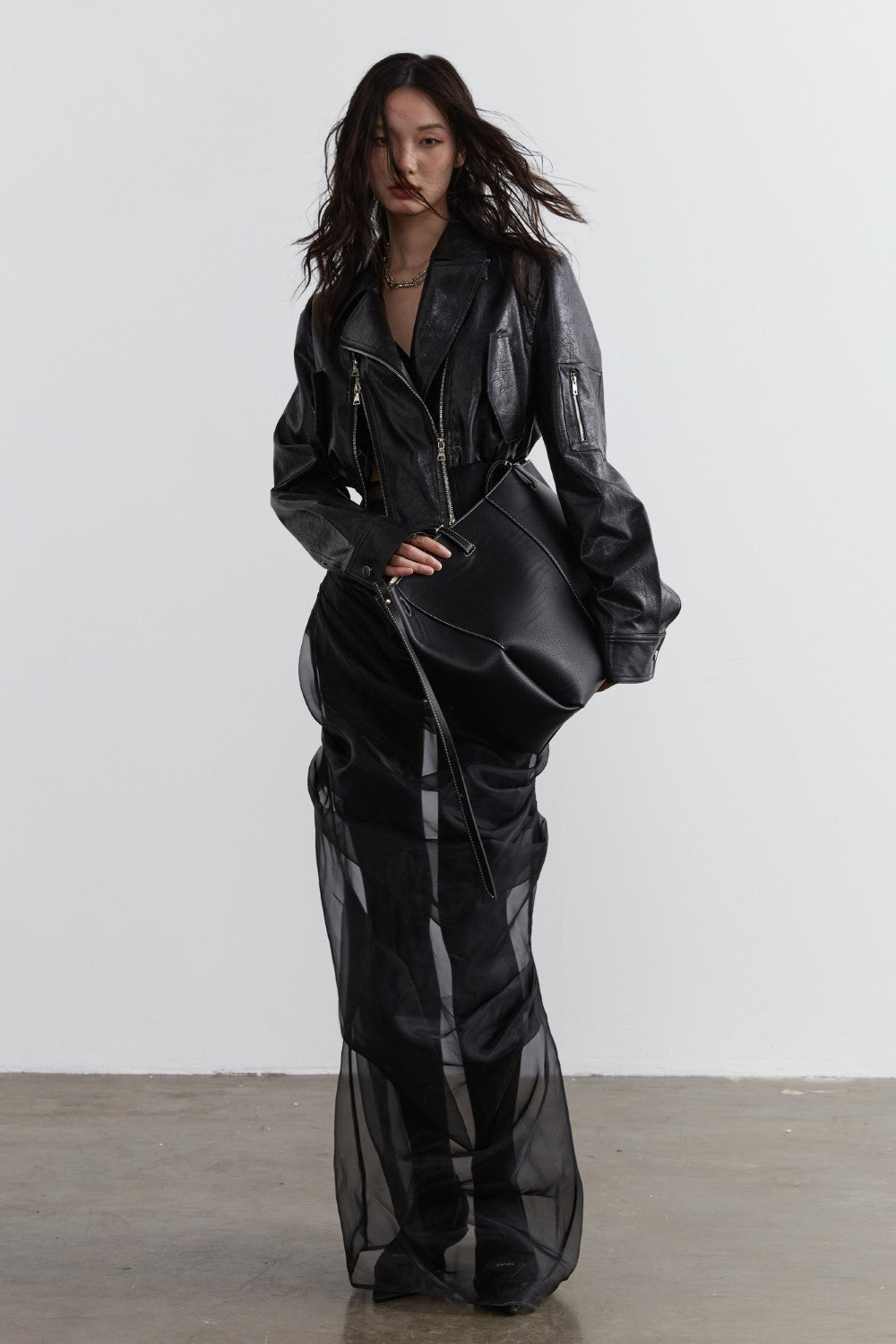 Draped Sheer Layered Skirt