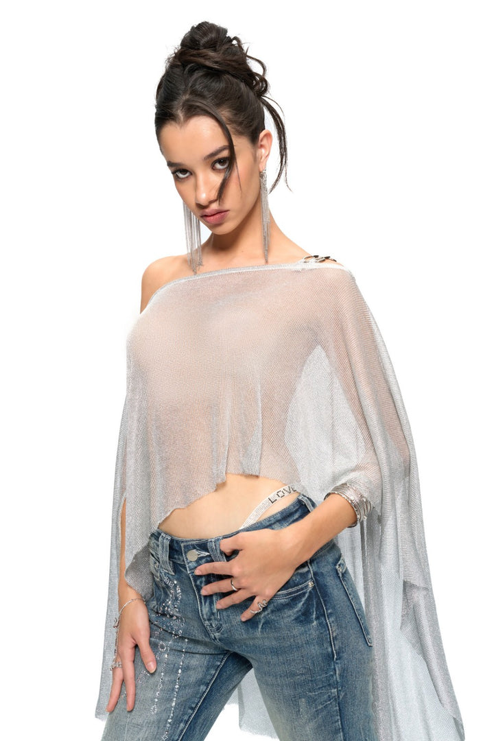 Aurora Silver Drape Top