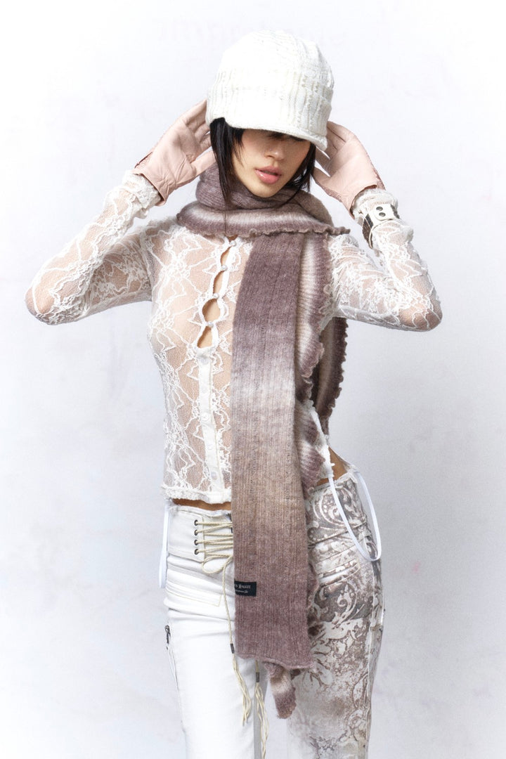 White Lace Turtleneck Top