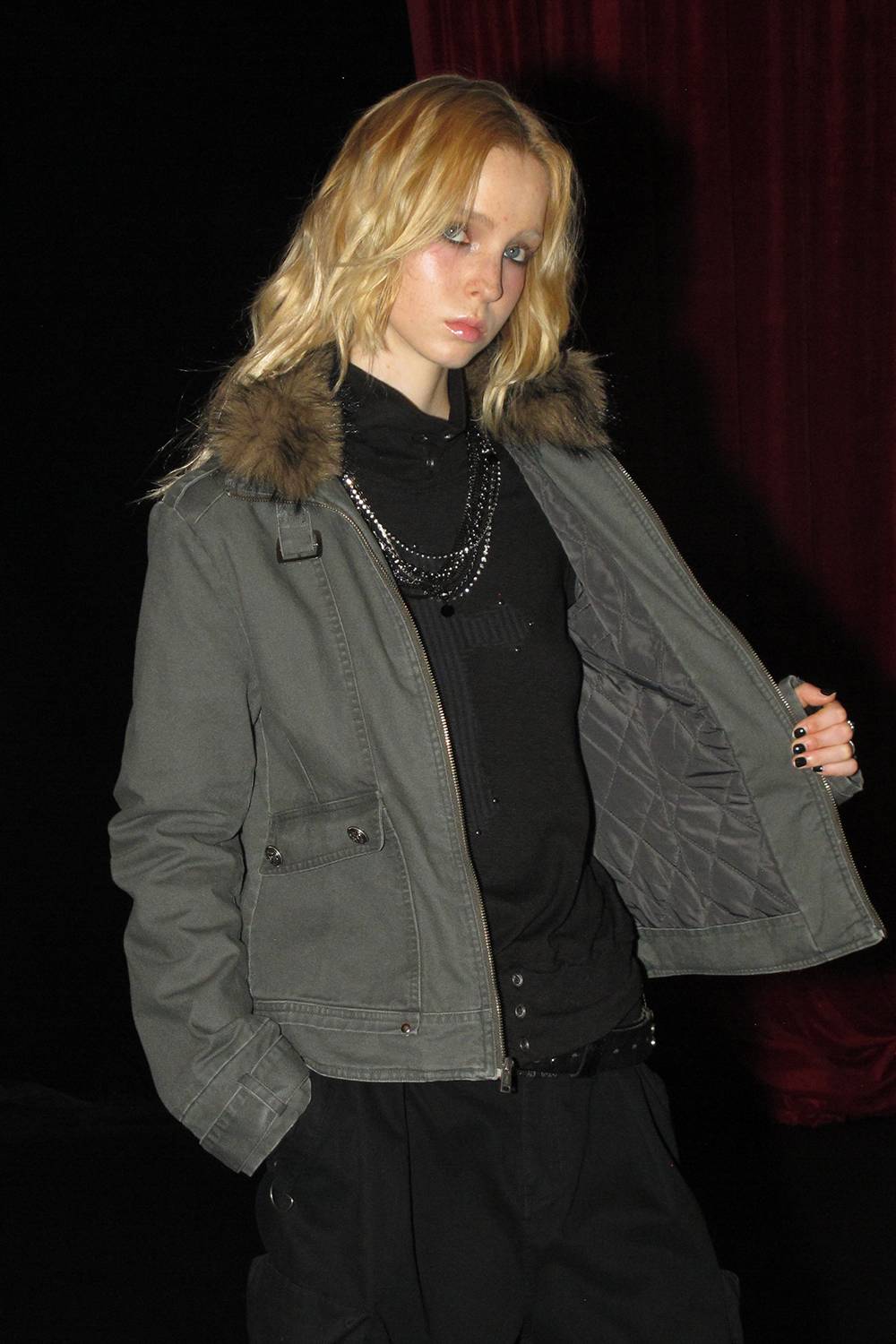 Vintage Fur Trim Utility Jacket