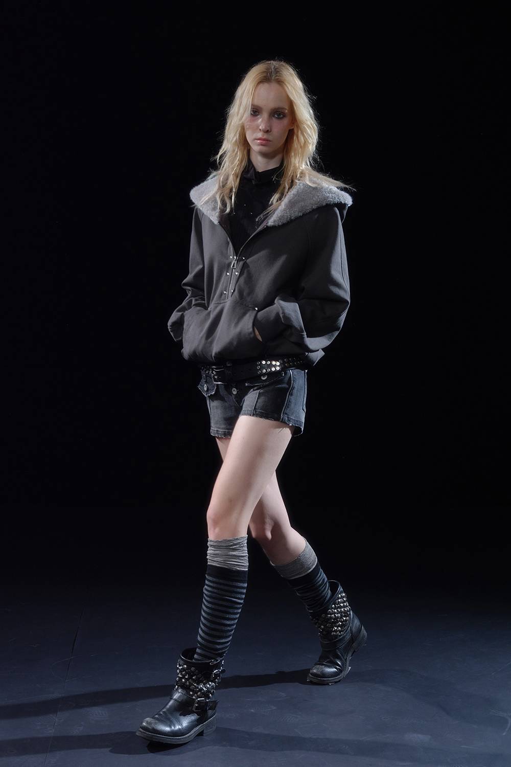 Distressed Button Denim Shorts