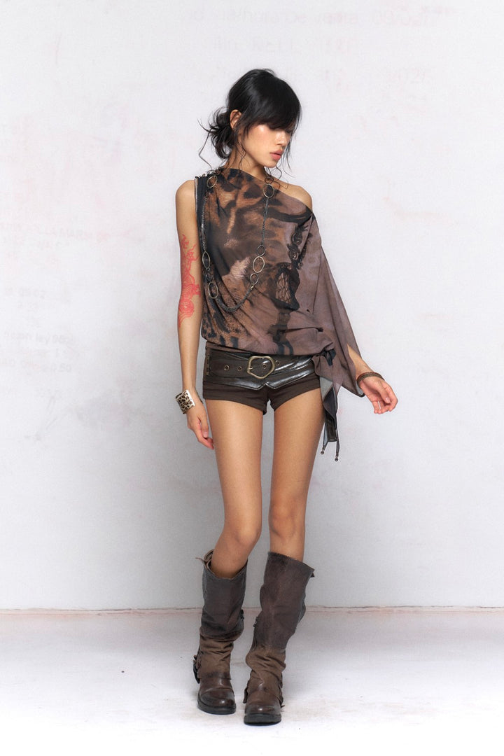 Tiger Chiffon Batwing Top