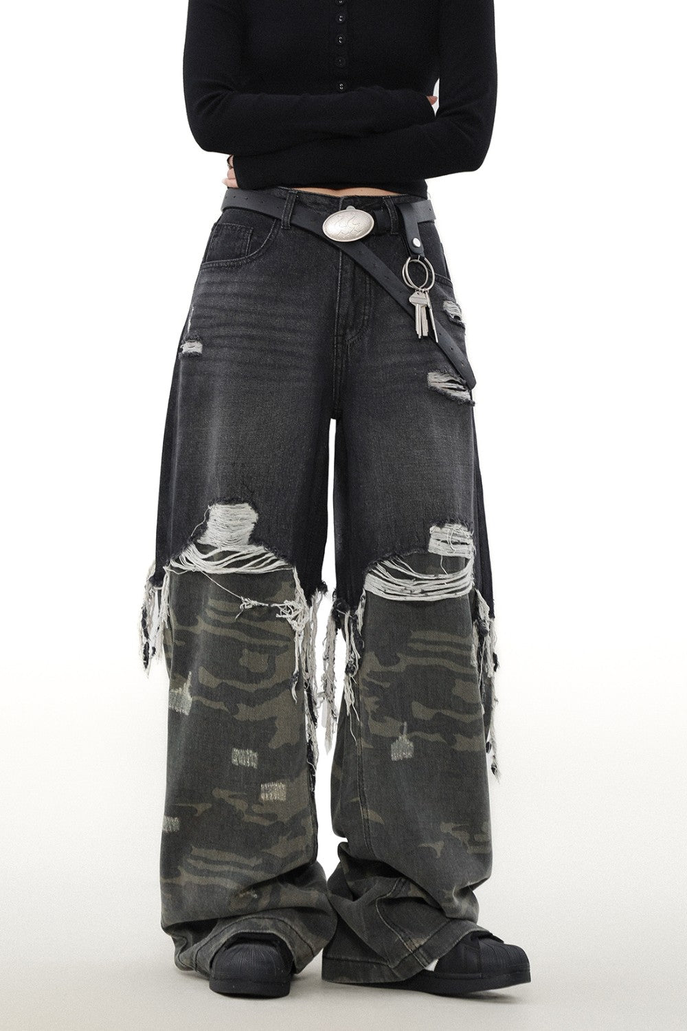 Shredded Camo Denim Jeans