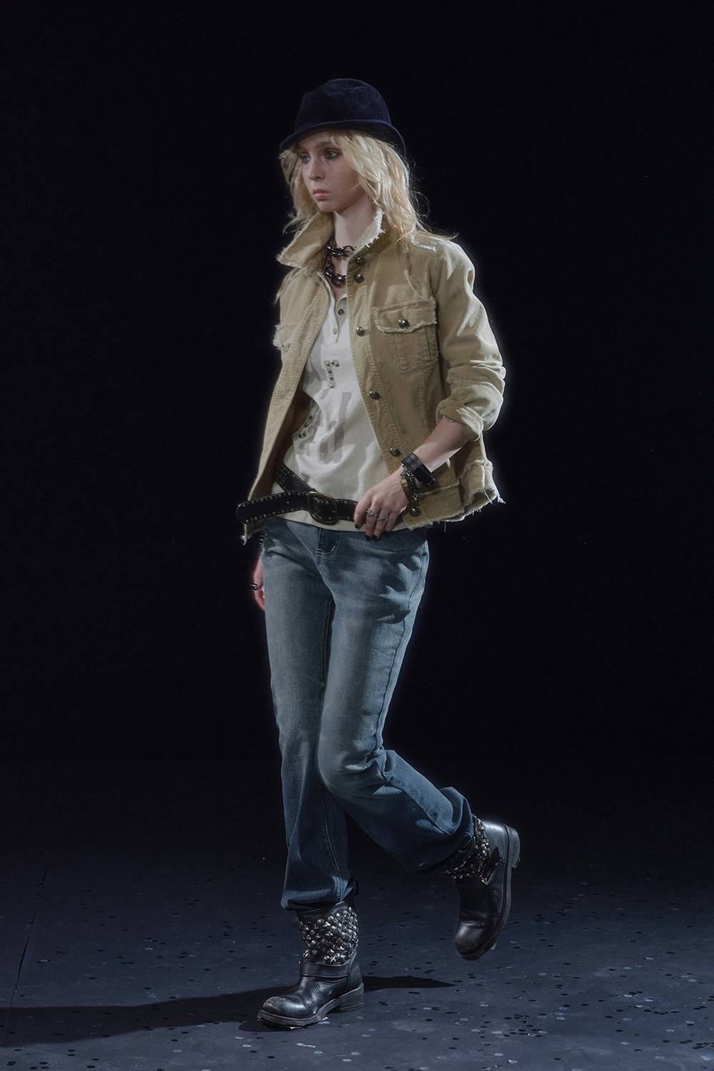 Distressed Button-Up Corduroy Jacket