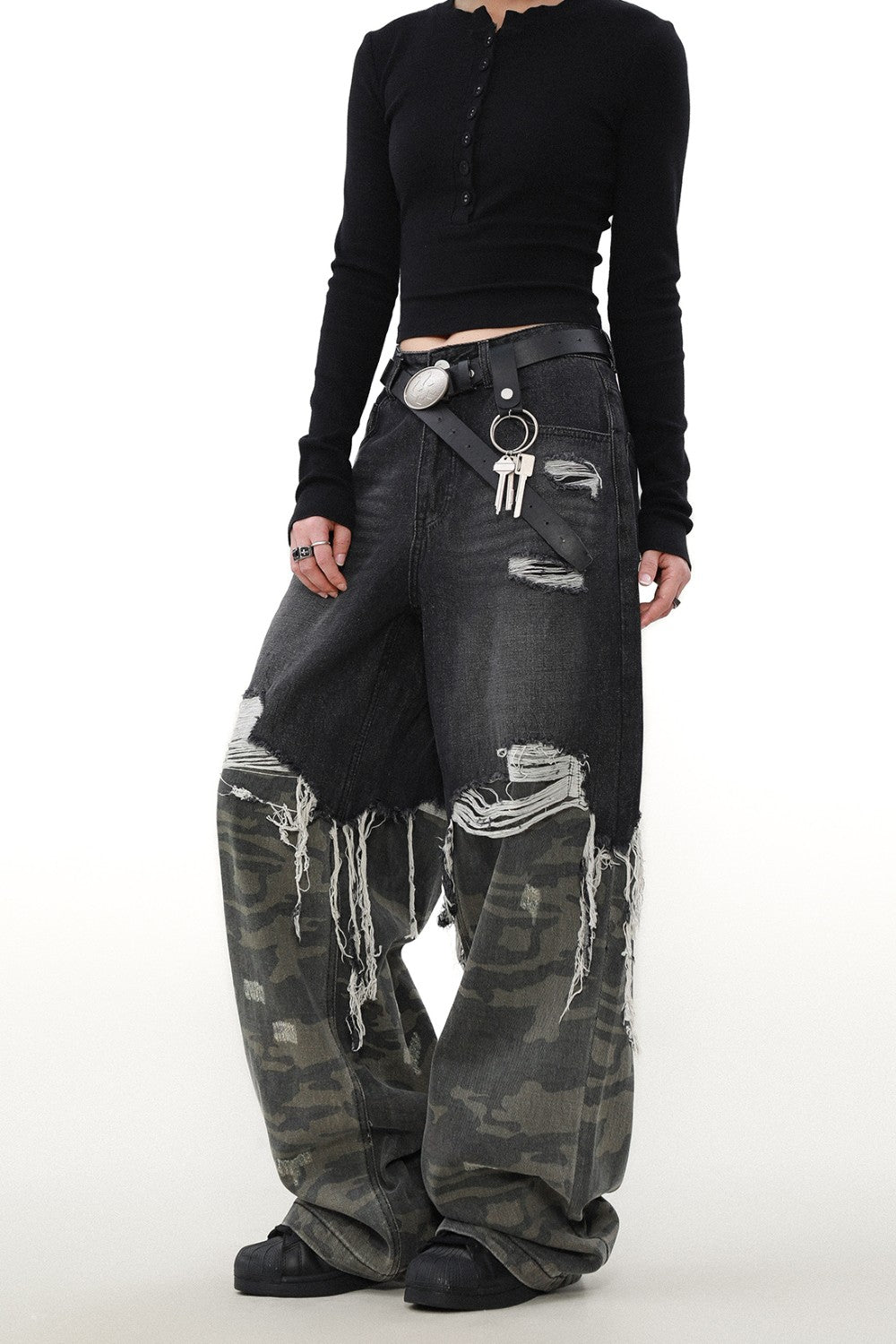 Shredded Camo Denim Jeans