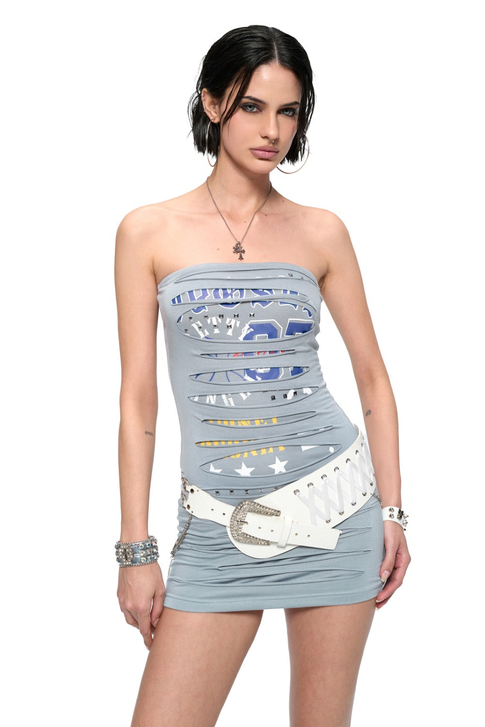 Cutout Print Bodycon Dress L Cutout Print Bodycon Dress L