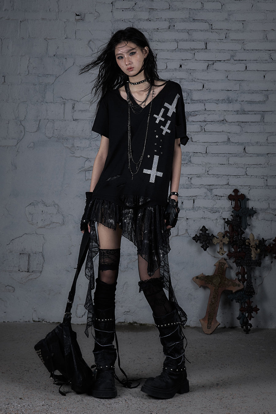 Distressed Cross Shirt