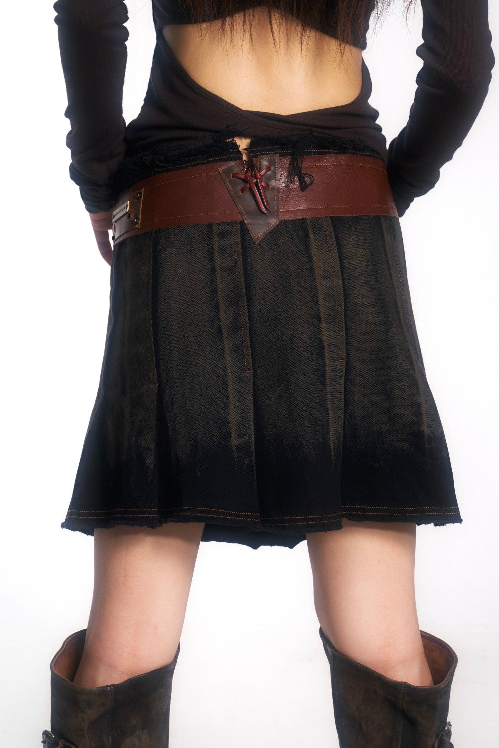 Freya Belted Denim Skirt