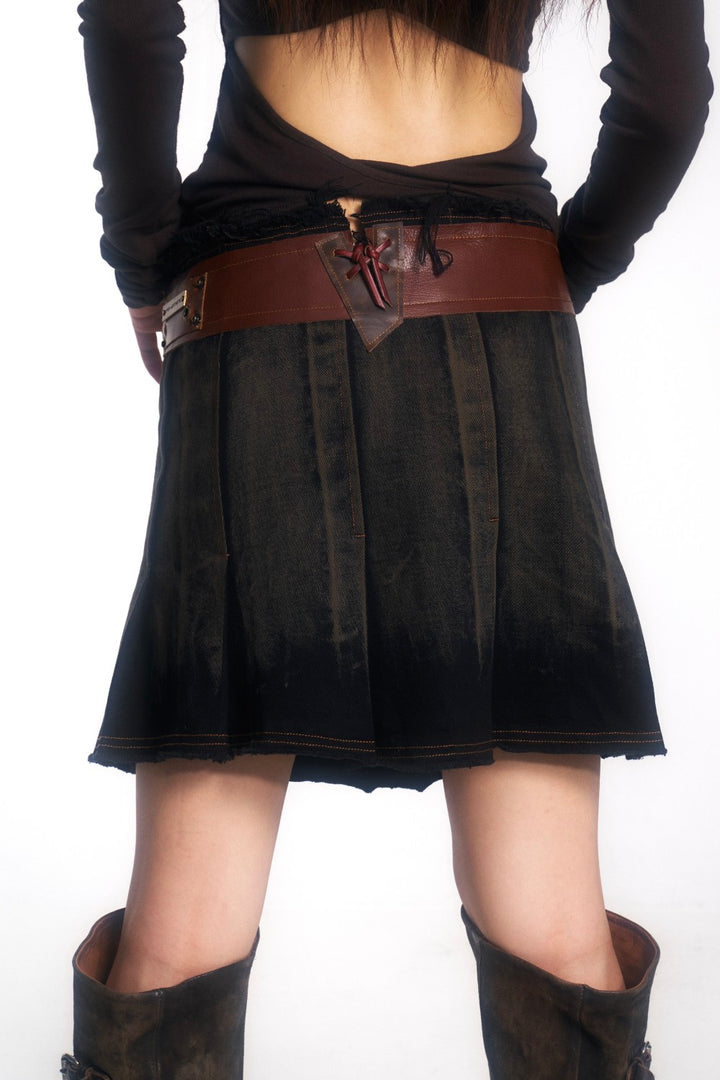 Freya Belted Denim Skirt
