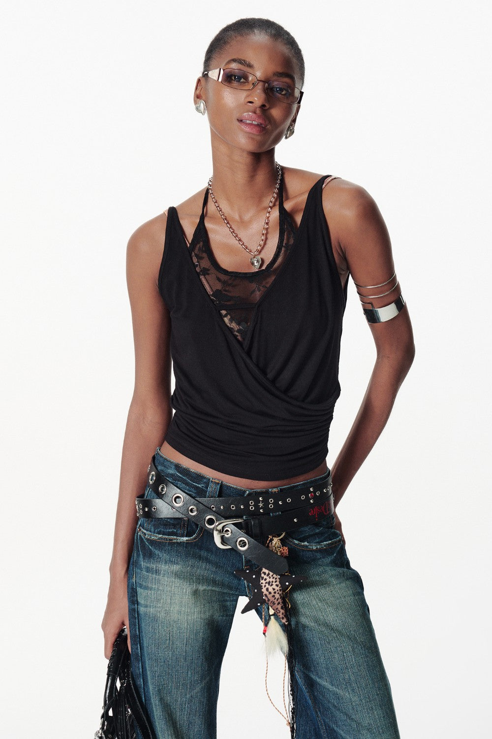 Lace Layered Wrap Top