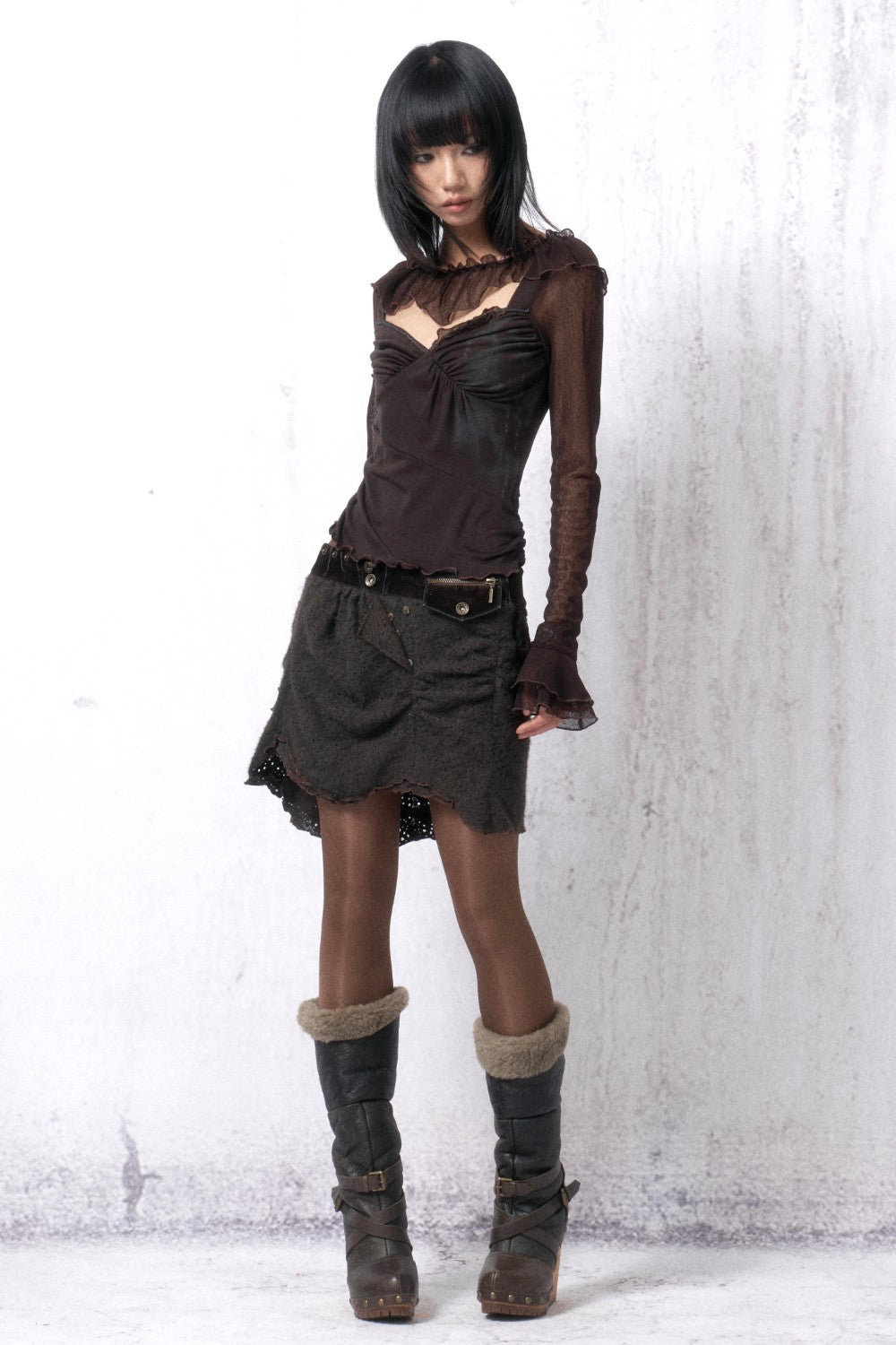 Rustic Velvet Trim Skirt