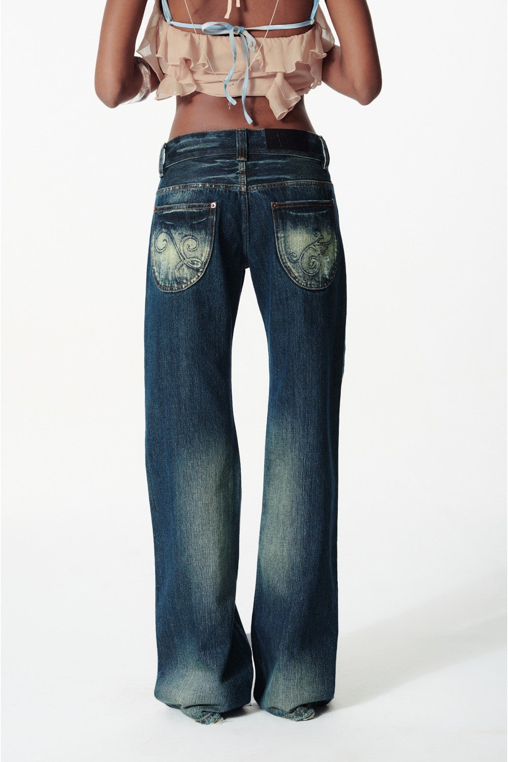 Straight-Leg Washed Jeans