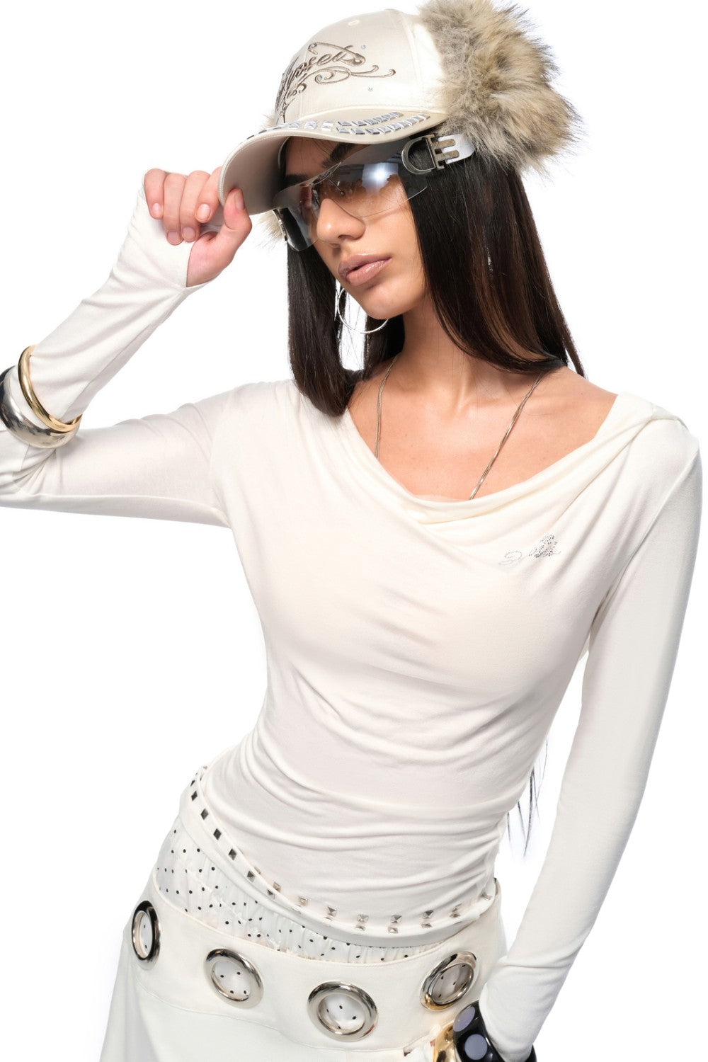 Hooded Stud Drape Shirt
