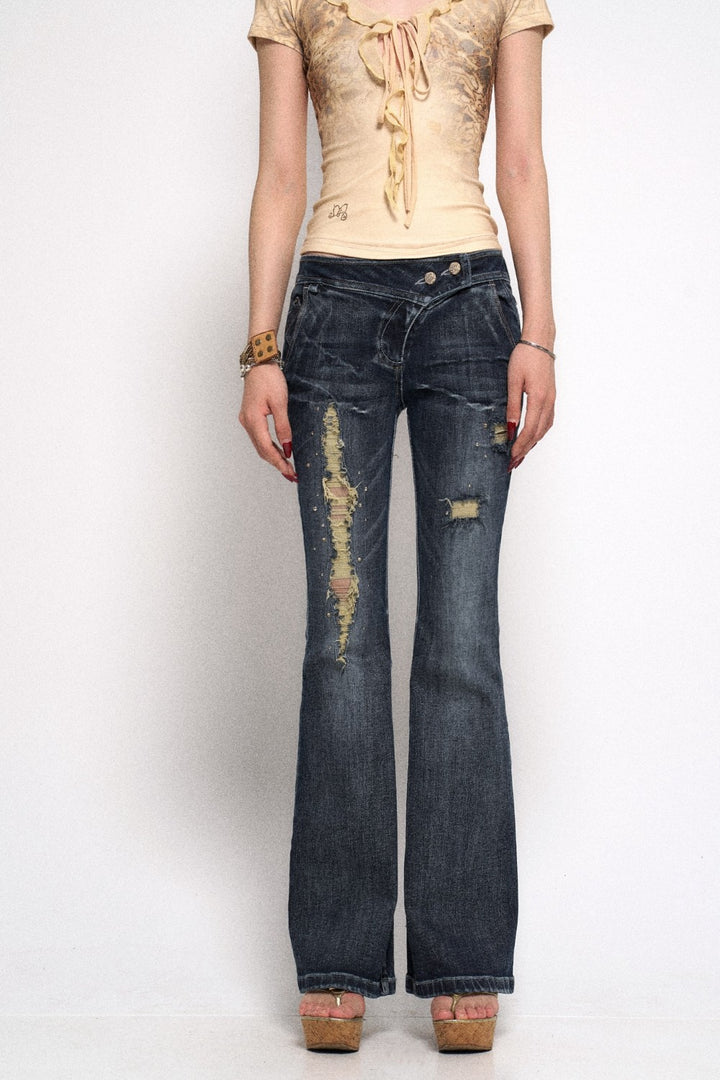 Ripped Retro Denim Jeans