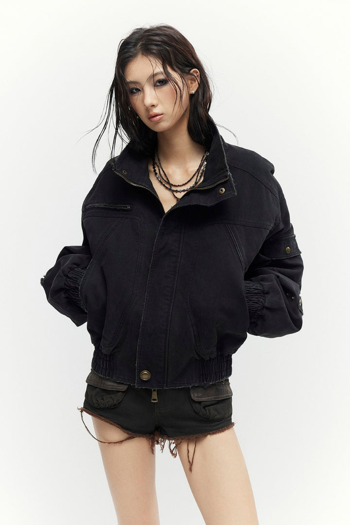 Black Vintage Flight Jacket