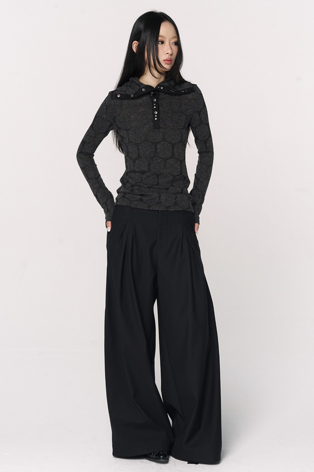 Textured Henley Knit Pullover