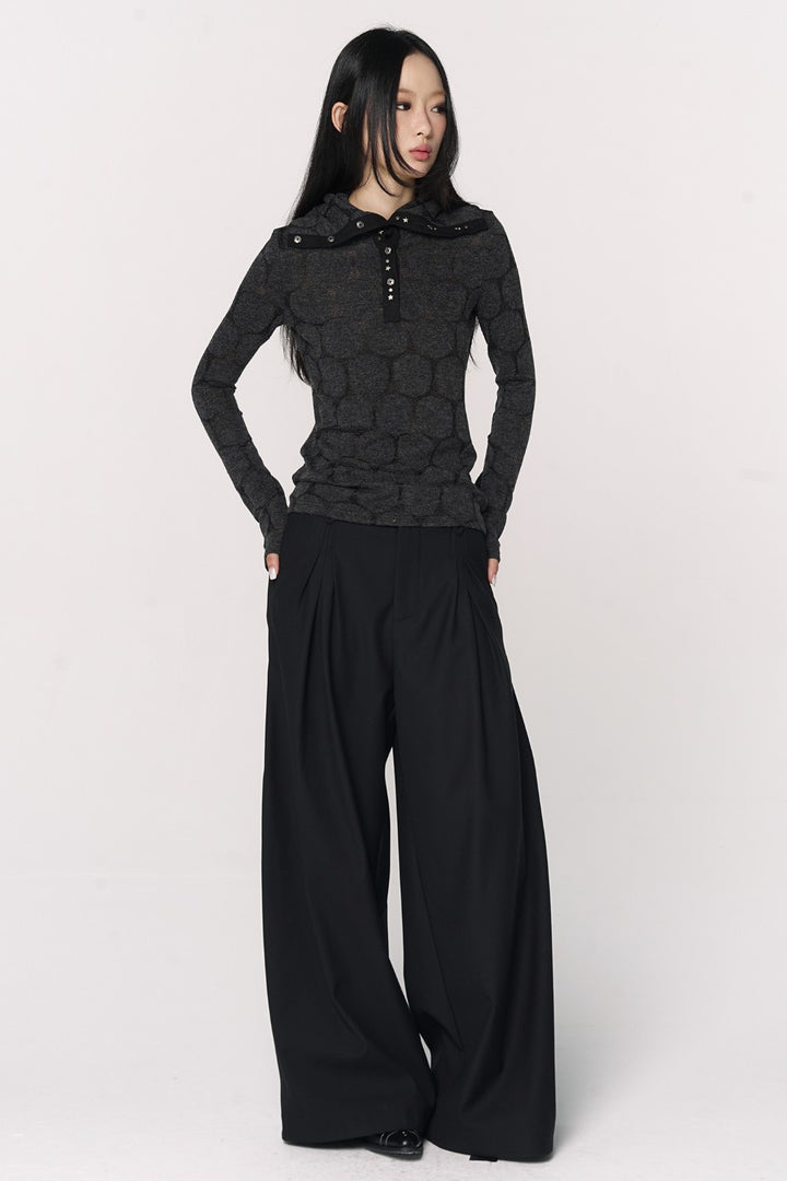 Textured Henley Knit Pullover