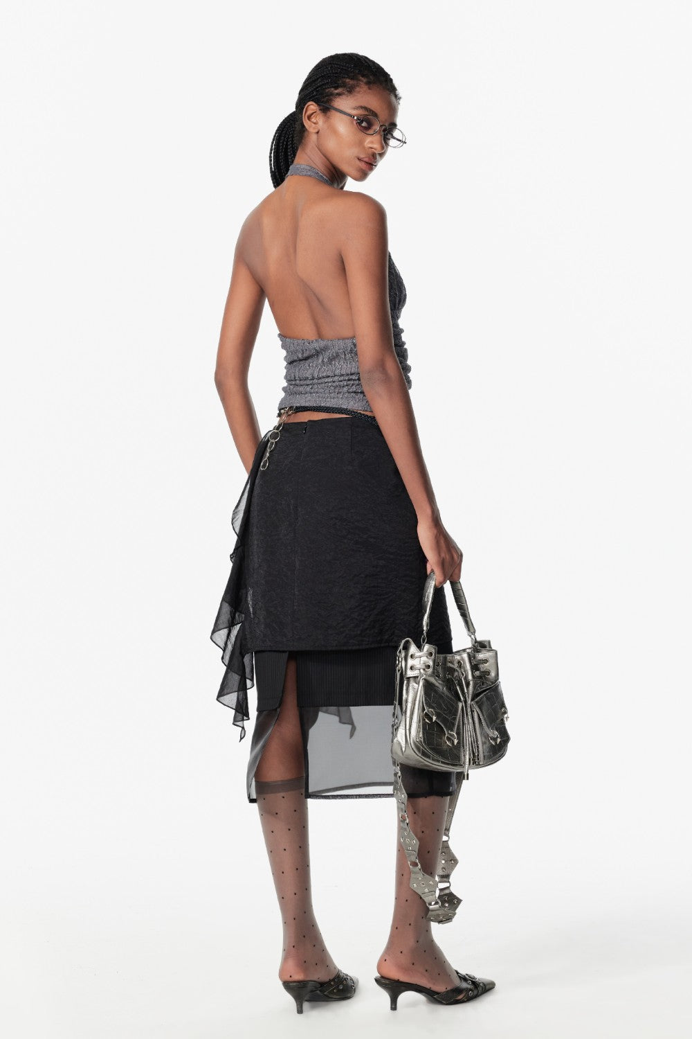 Ruched Button Halter Top