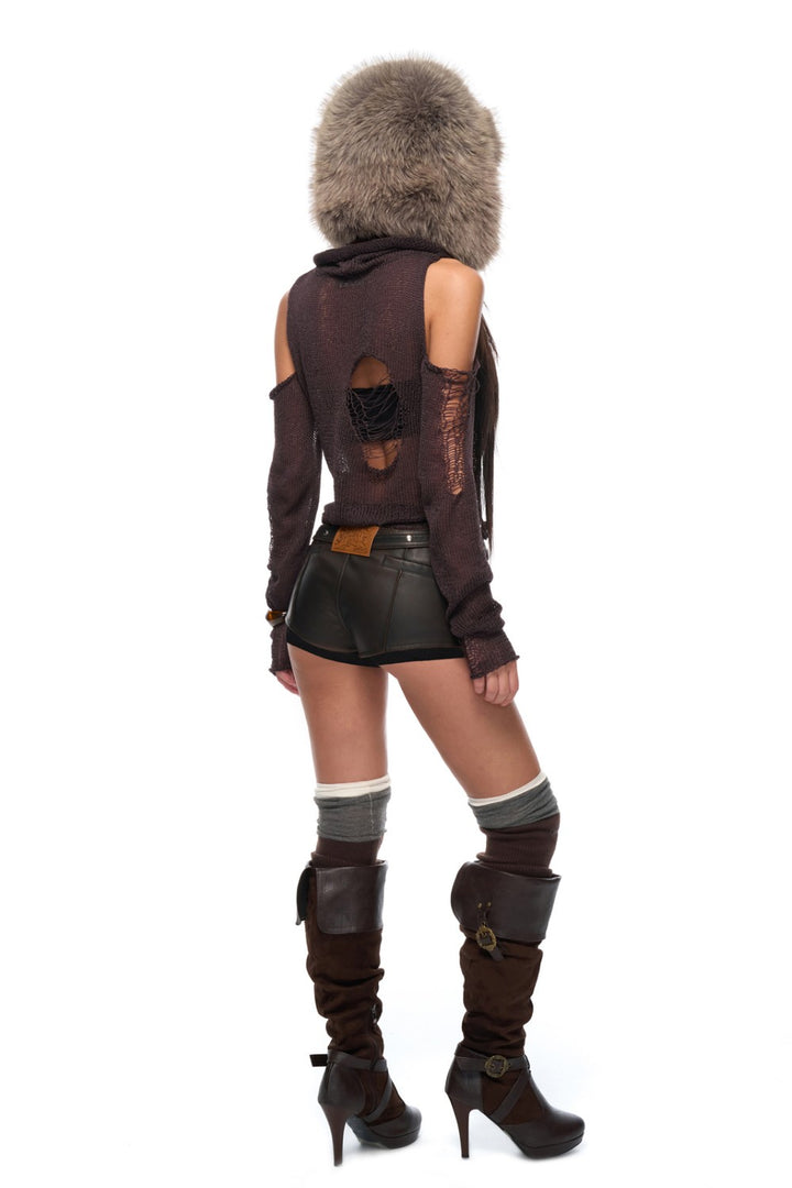 Low-rise Leather Moto Shorts