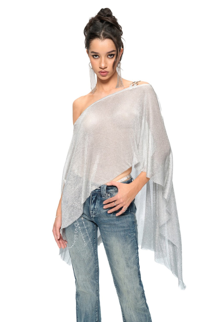 Aurora Silver Drape Top