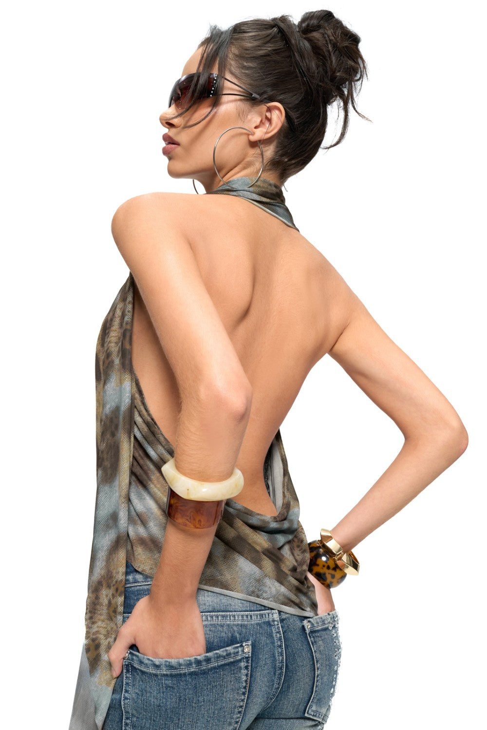Open-Back Leopard Drape Top