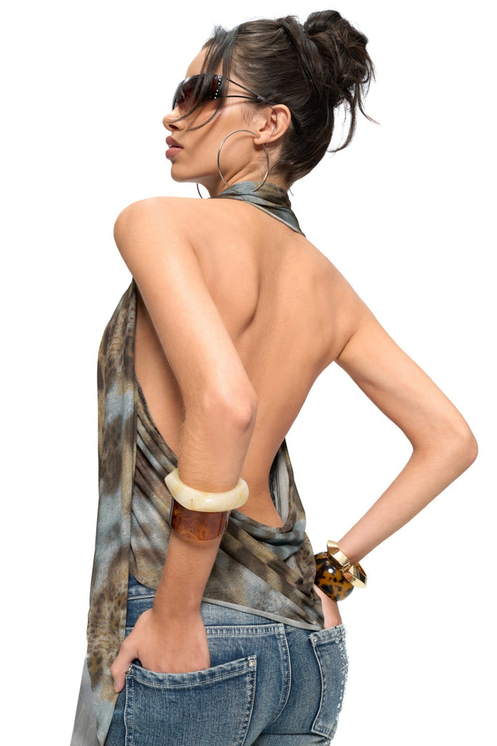 Open-Back Leopard Drape Top