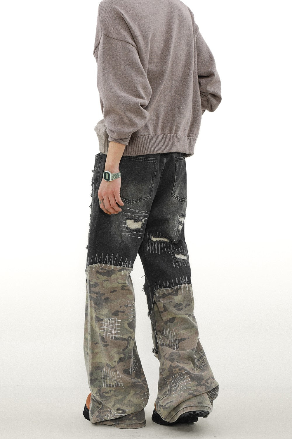 Stitched Camo Denim Jeans