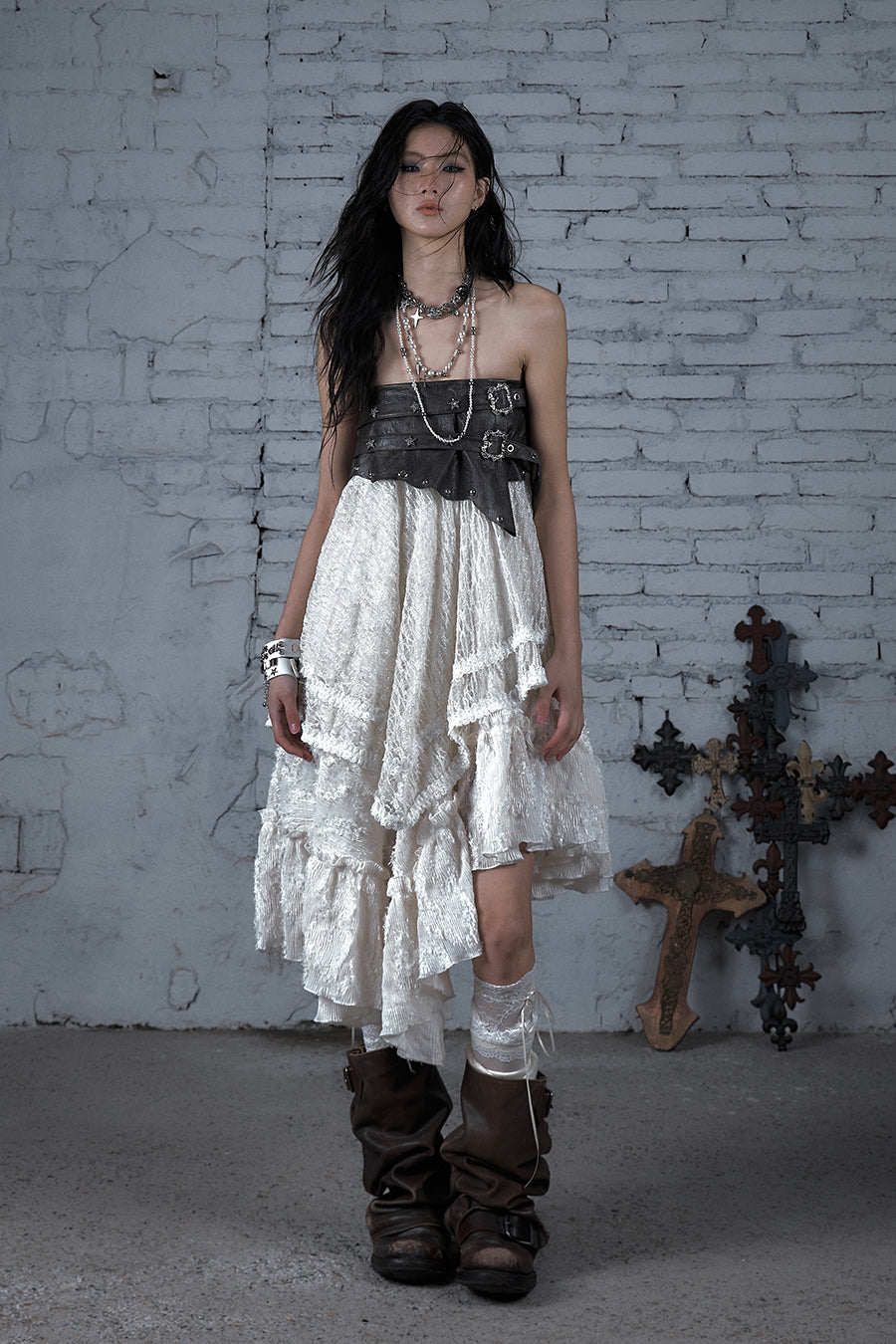 Layered Buckle Skirt