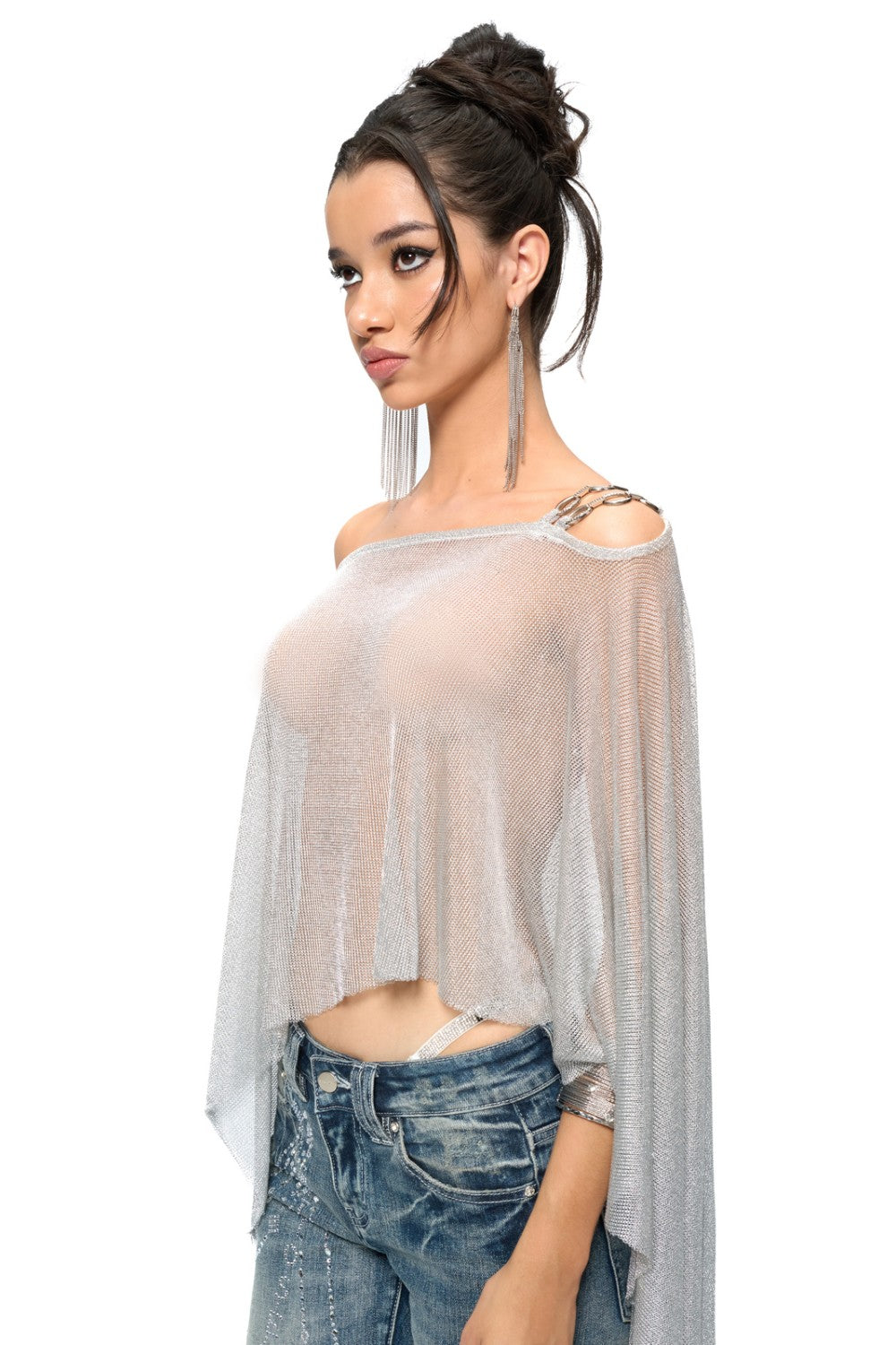Aurora Silver Drape Top