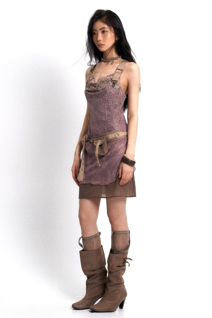 Layered Mesh Strap Dress