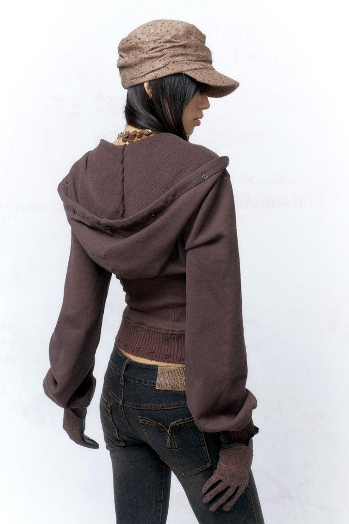 Cropped Coffee Hooded Jacket