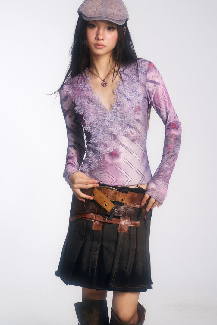 Orchid Lace V-Neck Top