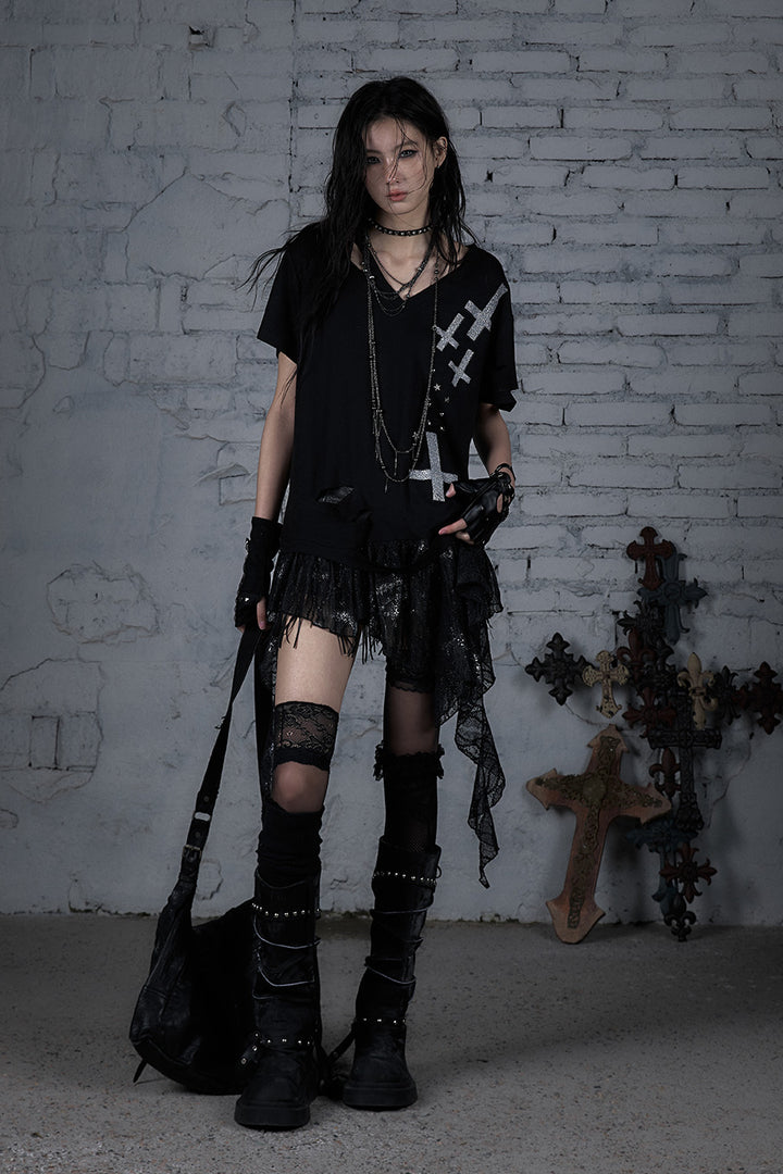 Distressed Cross Shirt