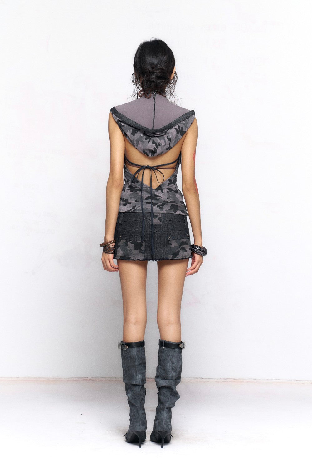 Camo Backless Hooded Vest