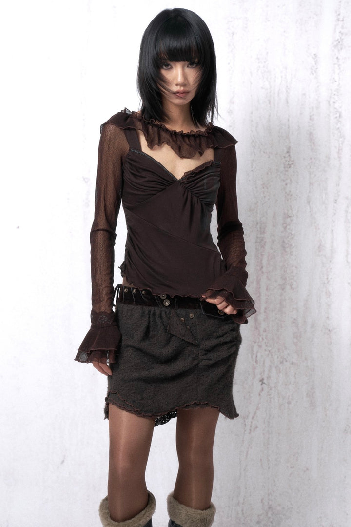 Rustic Velvet Trim Skirt