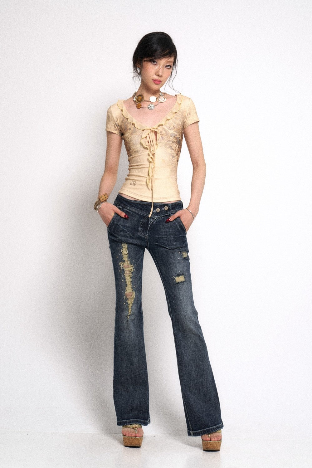 Ripped Retro Denim Jeans