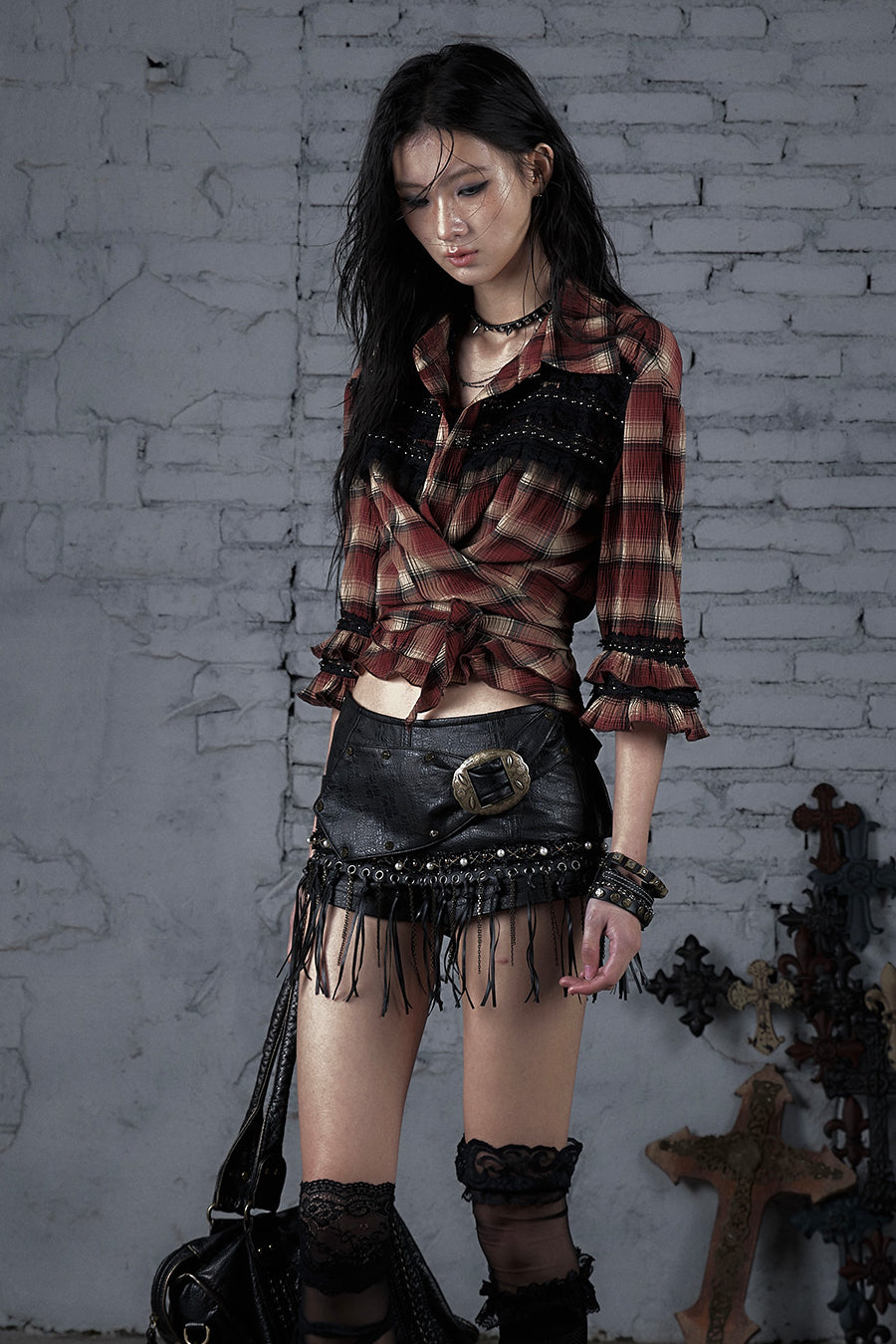 Fringe Leather Shorts