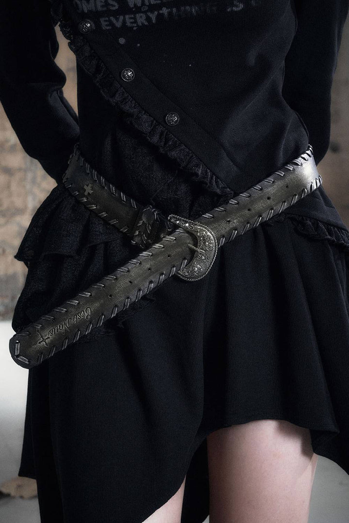 Engraved Buckle PU Belt