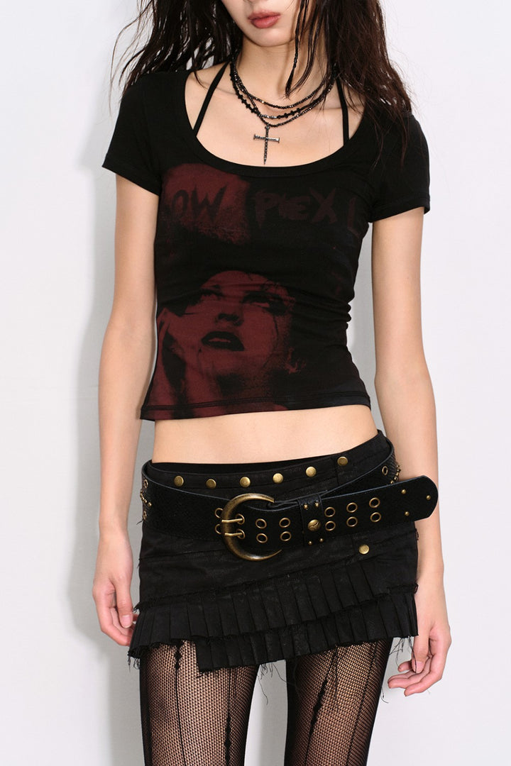 Snake Embossed Leather Belt