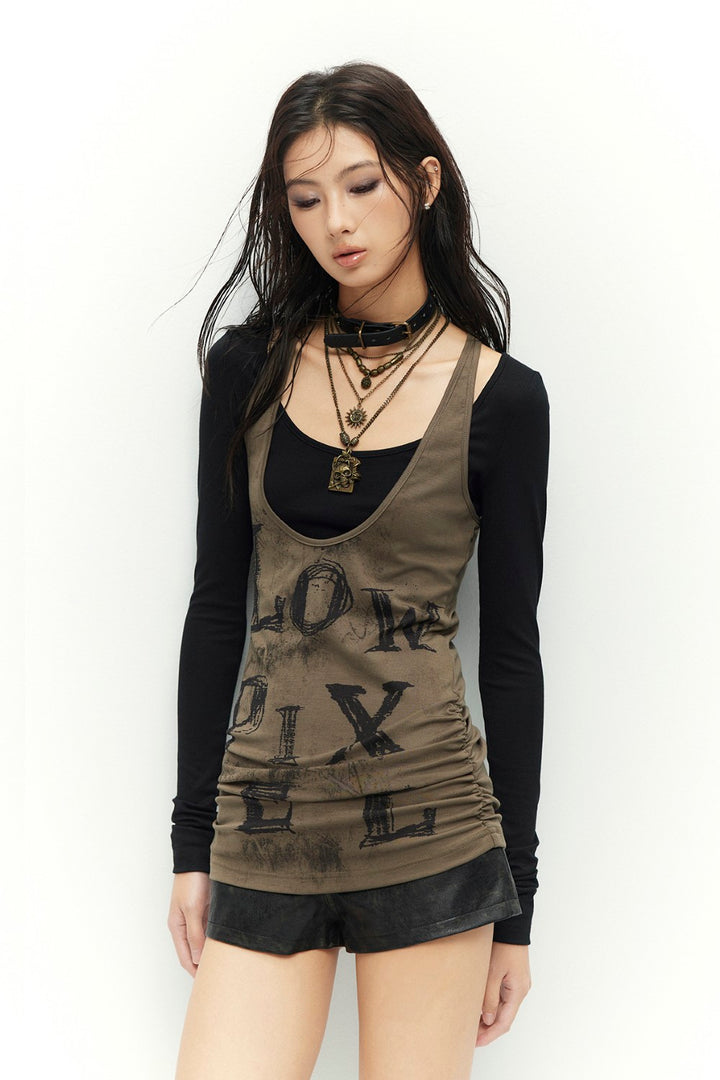 Logo Ruched Layered Shirt