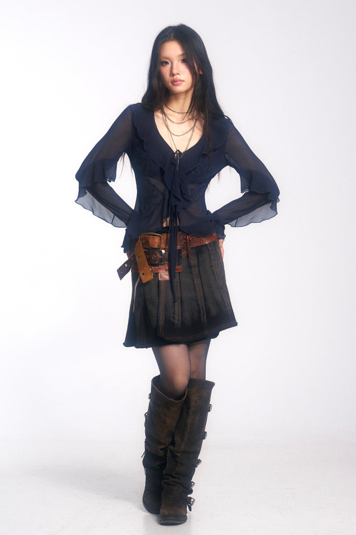 Freya Belted Denim Skirt