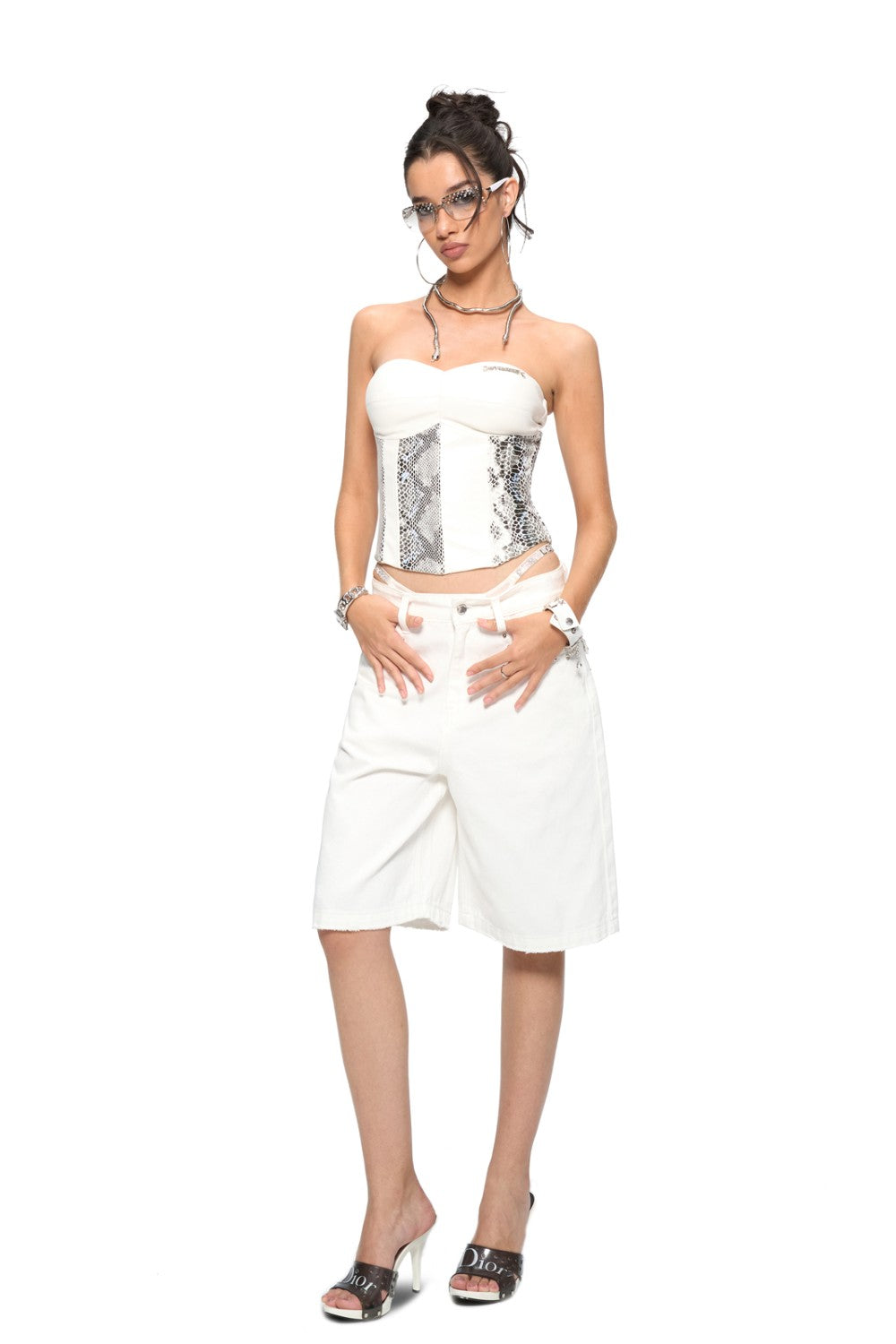 Leather Snakeskin Strapless Bustier