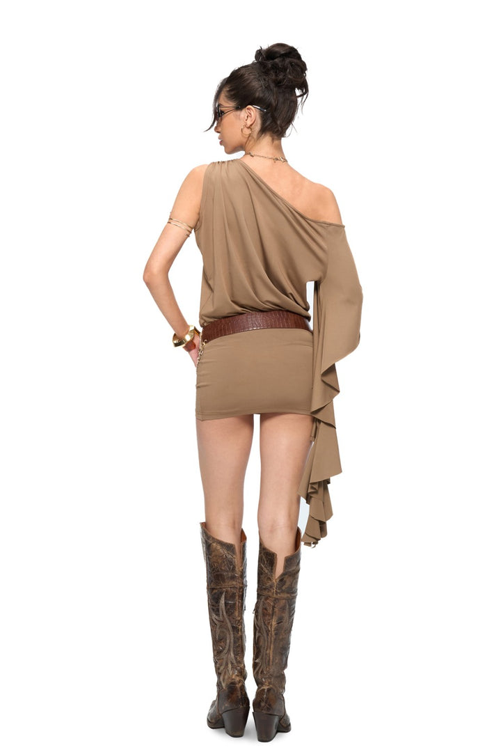 Rhea One-Shoulder Drape Dress