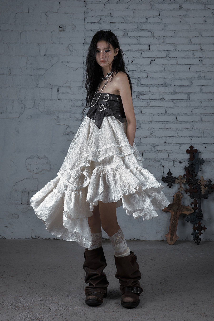 Layered Buckle Skirt