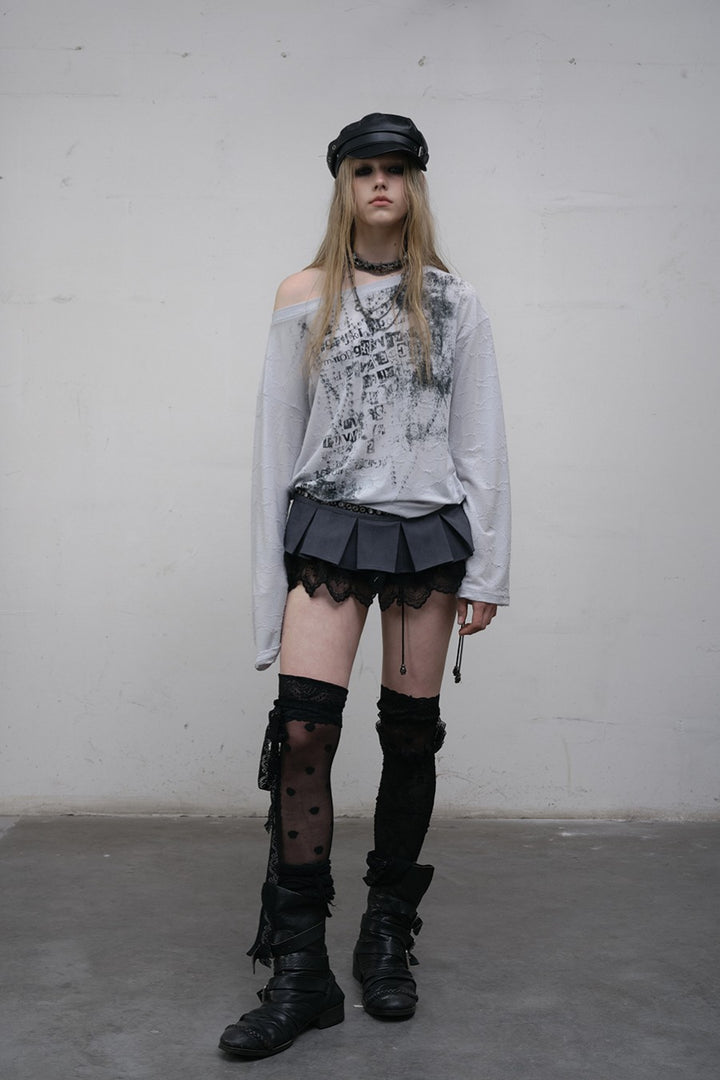 Off-Shoulder Graphic Shirt