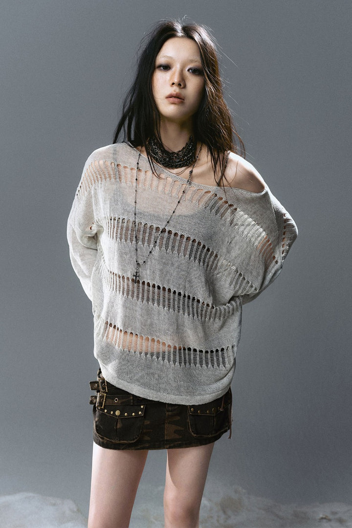 Loose Open-Stitch Knit Pullover